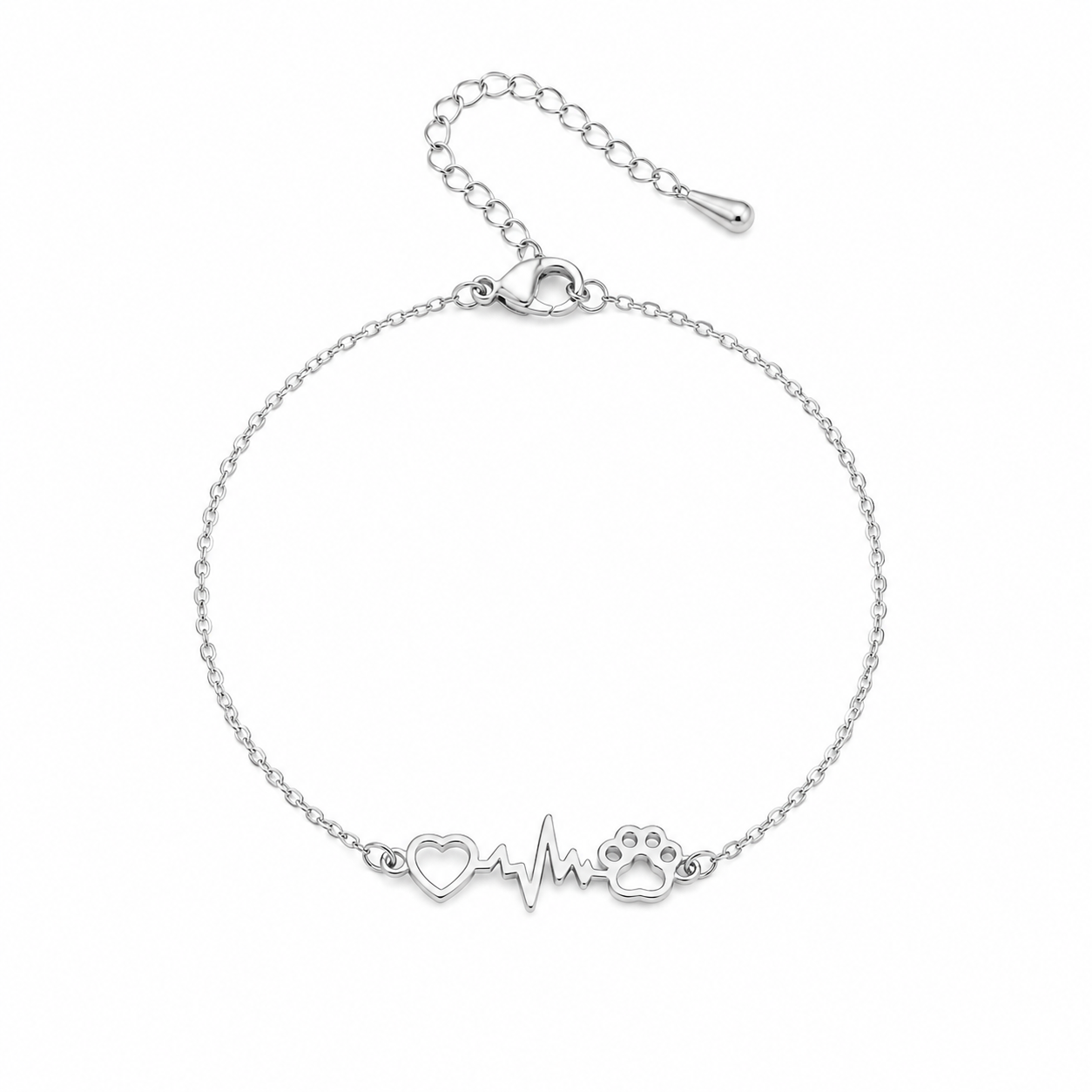 Heartbeat Paw Print Bracelet