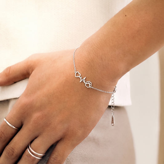 Heartbeat Paw Print Bracelet
